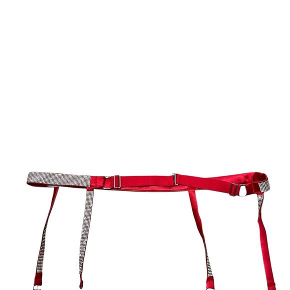Victoria's Secret M/L Red Satin Rhinestone Adjustable Lingerie Garter Belt - Picture 6 of 6